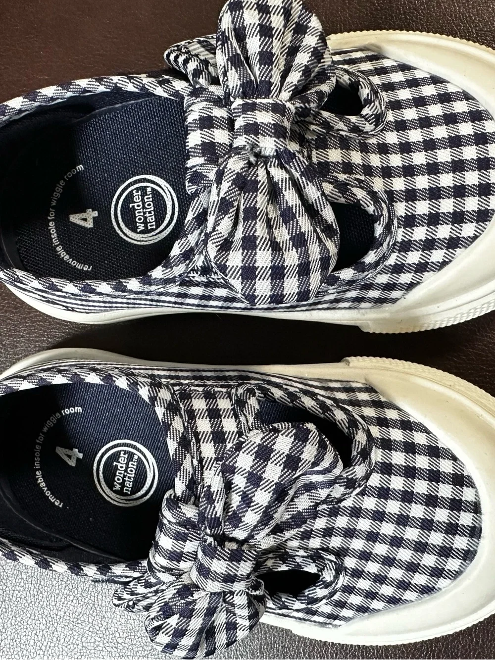 wonder nation Black & White Gingham Bow Kids' Sneakers